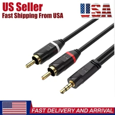 2RCA to 3.5mm Audio Cable AUX Cord Adapter for Stereo Speakers Home Theater