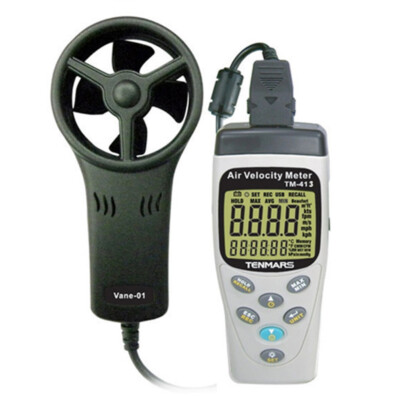 TENMARS TM-413 Anemometer 0.4~45m/s Air Velocity Meter/Temperature/Humidity