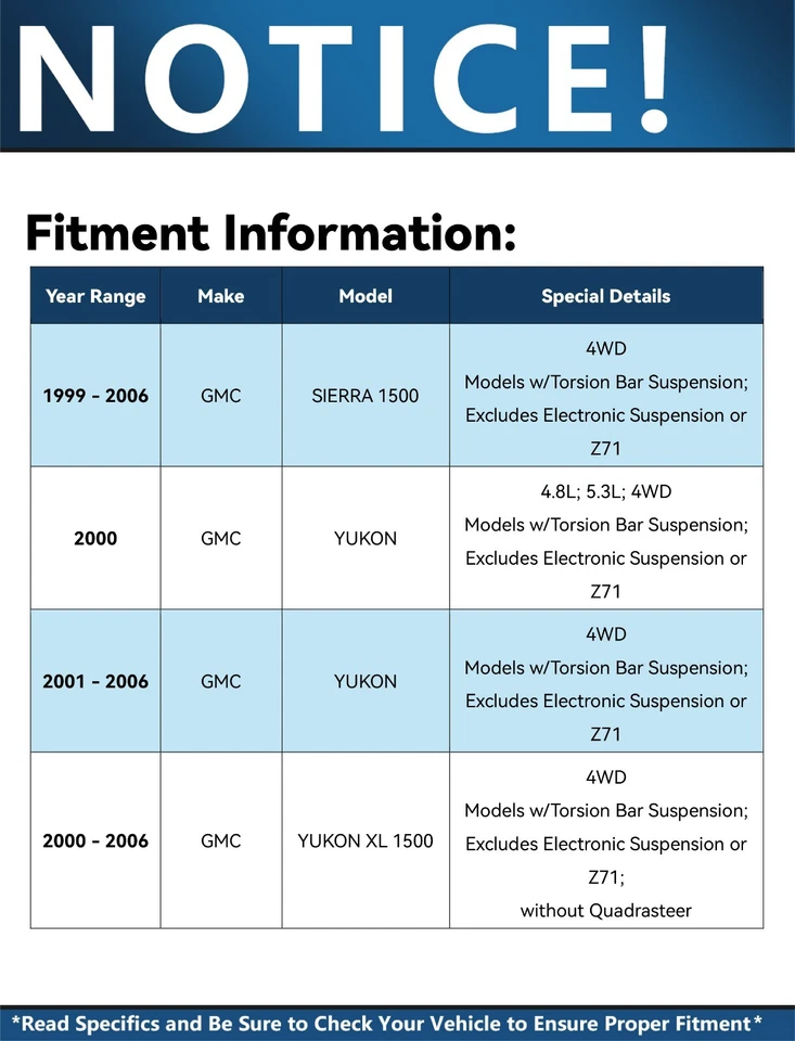 Kit de suspensión delantera 4x4 cojinetes de cubo de rueda para Chevy Silverado GMC Sierra 1500 Foto 3 de 4