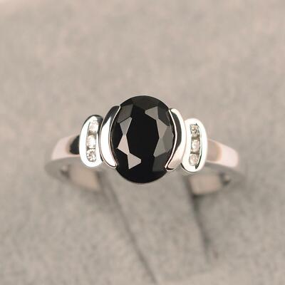 2ct Simulated Black Diamond Solitaire Halo Accent Ring White Gold Plated