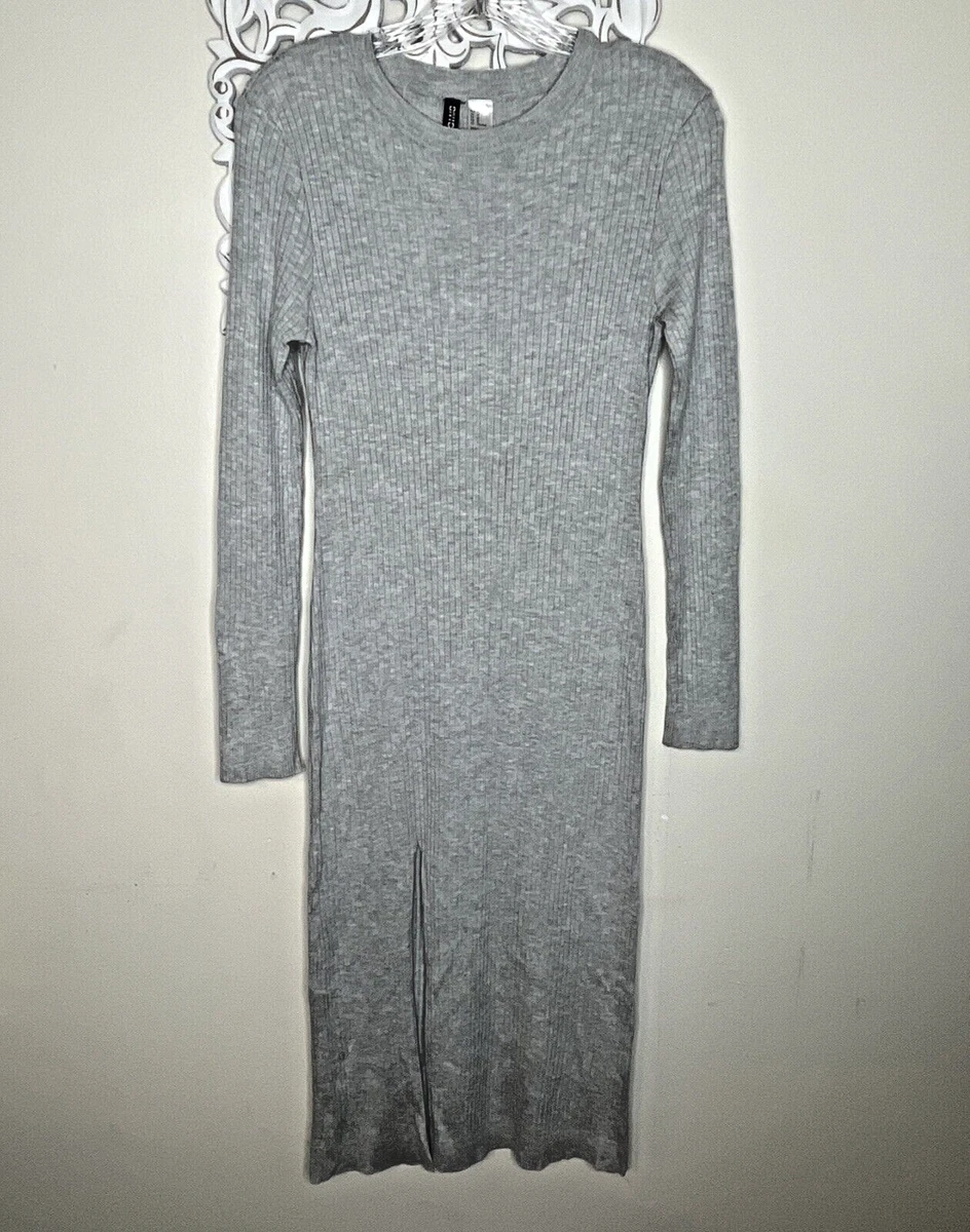 h and m long sweater dress Styling My H&M Grey Ribbed Sweater Dress for Fall