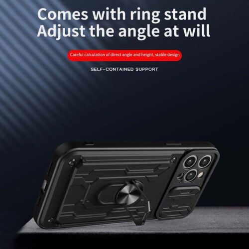 Camera Cover Card Slot Shockproof Stand Case For iPhone 15 Pro Max 14 13 12 11 8 - Picture 8 of 29