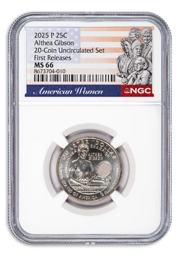 2025 P Althea Gibson Quarter from 20-Coin Uncirculated Mint Set NGC MS66 FR