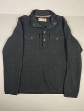 The Normal Brand Men L Gray Pullover Half Snap Waffle Sweater Long Sleeve Pocket