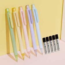 5 Pieces Mechanical Pencil, 0.5mm with 5 Tube HB Lead Refills