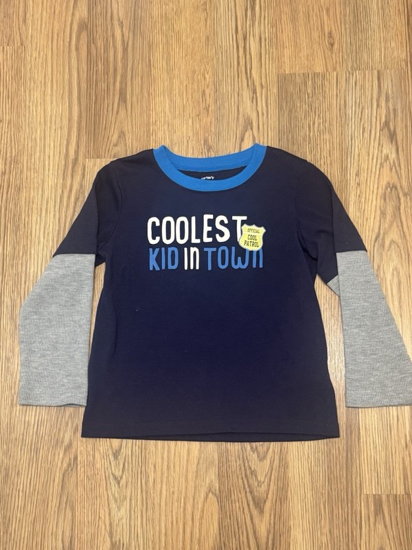 Carters Long Sleeve Coolest Kid Graphic Blue Size 5T Shirt