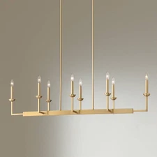Kime Gold Linear Pendant Chandelier 50" Wide Modern 8-Light Fixture Dining Room