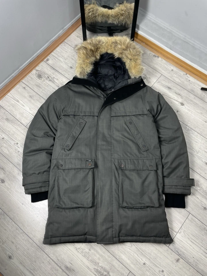 Parka de nieve de invierno Nobis ajustada Yves con capucha forrada de piel gris acero L Foto 2 de 4