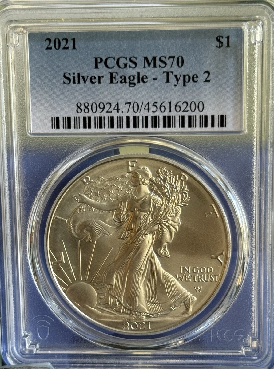 2021 $1 Type 2 American Silver Eagle PCGS MS70 Blue Label (Buyer's