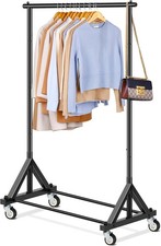 Heavy Duty Rolling Clothes Rack with Wheels Metal Garment Racking Black Pro