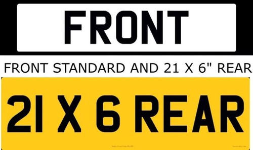 Retro Bevelled 4D Oversized Rear & Standard Front Number Plate For Range Rover - Picture 2 of 3
