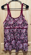 Women  s XL Pink Paisley Tankini Swimming Top With Adjustable Straps