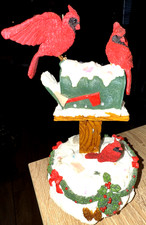 VTG KURT ADLER Musical Perched Cardinals on MailBox Post "White Christmas" pl