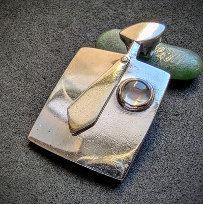Vintage Anhänger MKR Martta Ritvanen f. Kaunis Koru 925 Silber Mondstein F8 1983