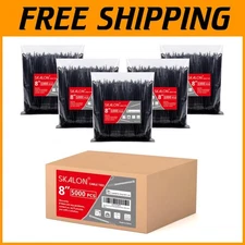 Black Zip Ties 8" 5000 Pack, 40lbs Strength