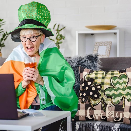 St Patricks Day Pillow Covers 18 x 18 Inch Throw for Green - Picture 5 of 7