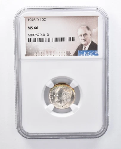 1946-D Roosevelt Dime MS66 NGC Peripheral Tone *7953