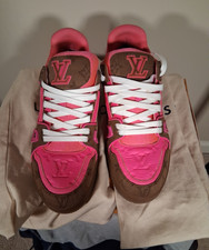 Louis Vuitton LV Trainer Men's Low Top Lace-Up Monogram Sneakers Pink/Brown