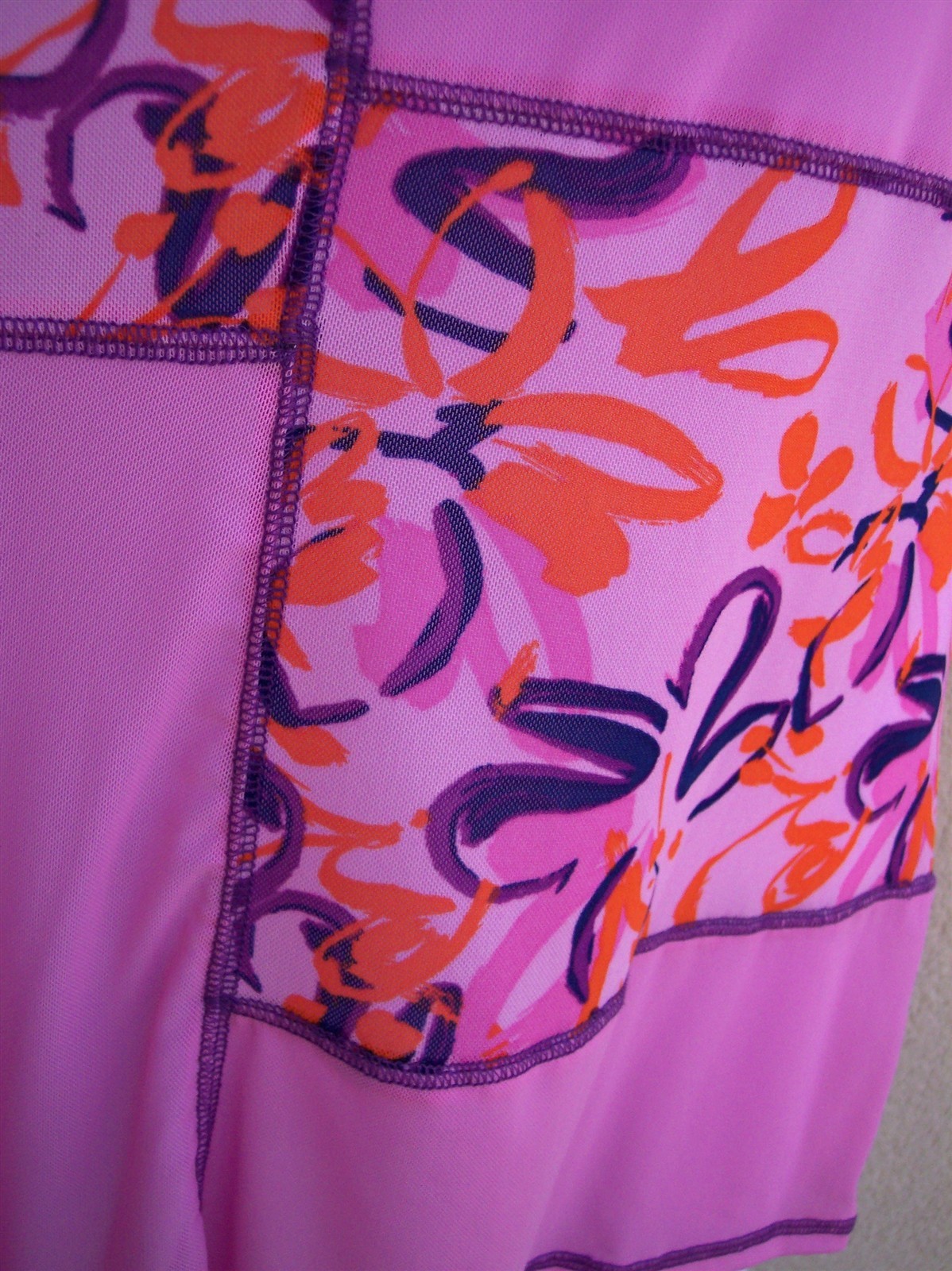 LOGO Layers Lori Goldstein Mesh Patchwork Top L V… - image 4