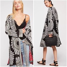Free People Lisbon XS/S Duster Kimono Oversized Embellished Embroidered Sequins