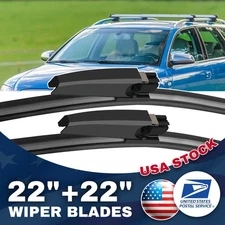 New Black Front Windshield Wiper Blades Bracketless OEM High QUALITY 22"22"