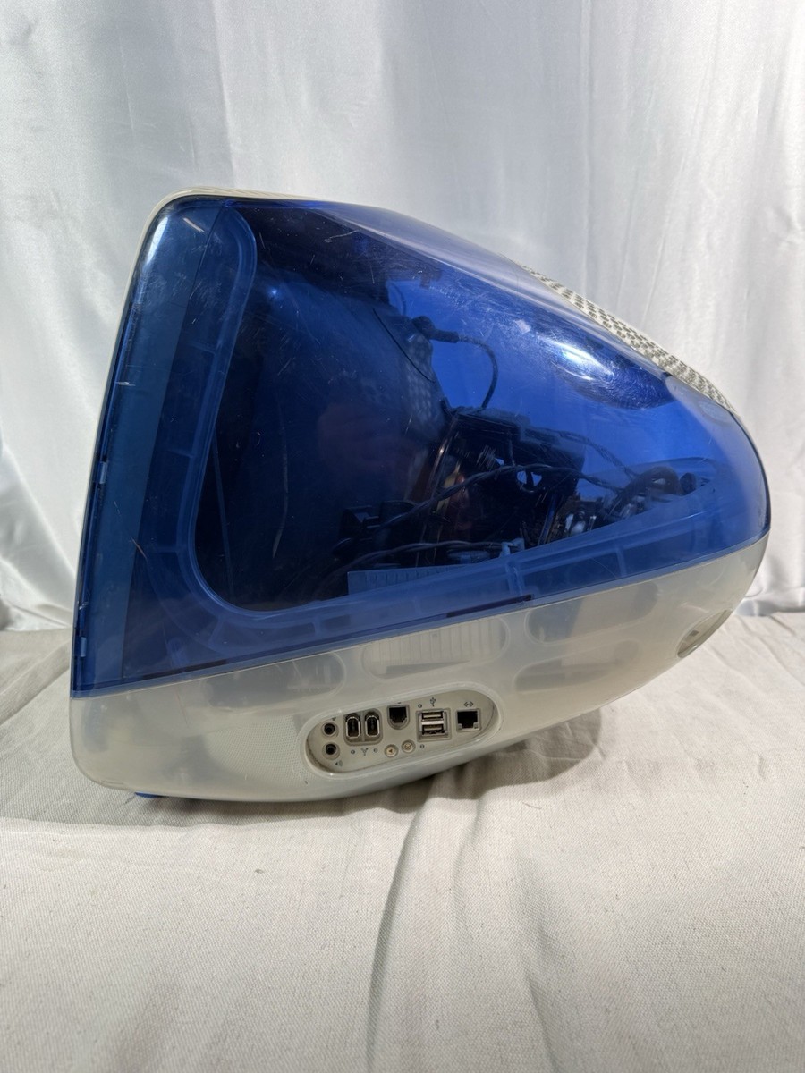 Apple iMac G3 Blue CRT Powers On Boots Mac OS X 10.1 AS-IS Vintage