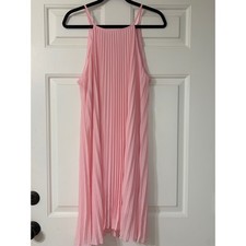 Ellames | Pleated Trapeze Chiffon Dress | XL || Pink|