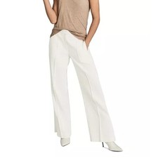 Reiss Leah Wide Leg Tailored Trousers Pleated Side Slits Dress Pants Women's 6