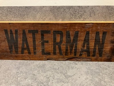 Vintage Waterman Outboard Motor Wood plaque Sign 3 in by 11-3/4 by 3/4 Boat