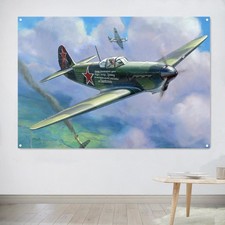 Yak-1B Fighter Jet Flag Military Aircraft Banner Wall Hanging Tapestry Art Decor