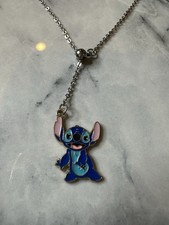 Disney Lilo and Stitch Necklace on Long Silver Slip Loop Chain with Stich Charm