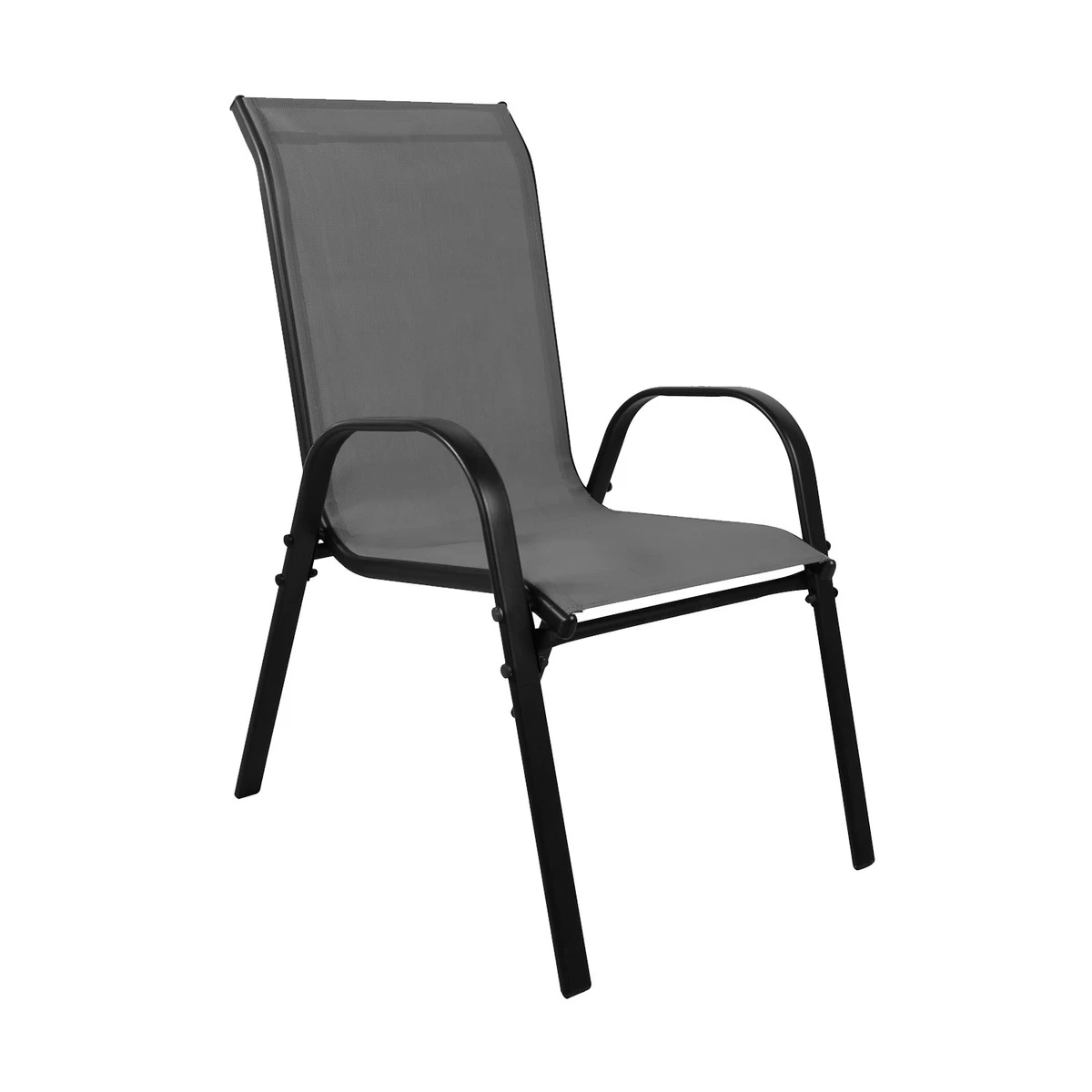8 uds. Silla apilable XL silla apilable aluminio - mezcla de metal negro textiles Anth.