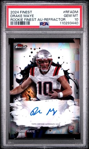 🔥 Drake Maye -Topps Finest Refractor Auto Rookie -PSA 10