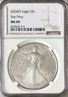 2024 P  $1 American Silver Eagle Star Privy NGC MS69 1 Oz 0.999 Bullion Coin 012