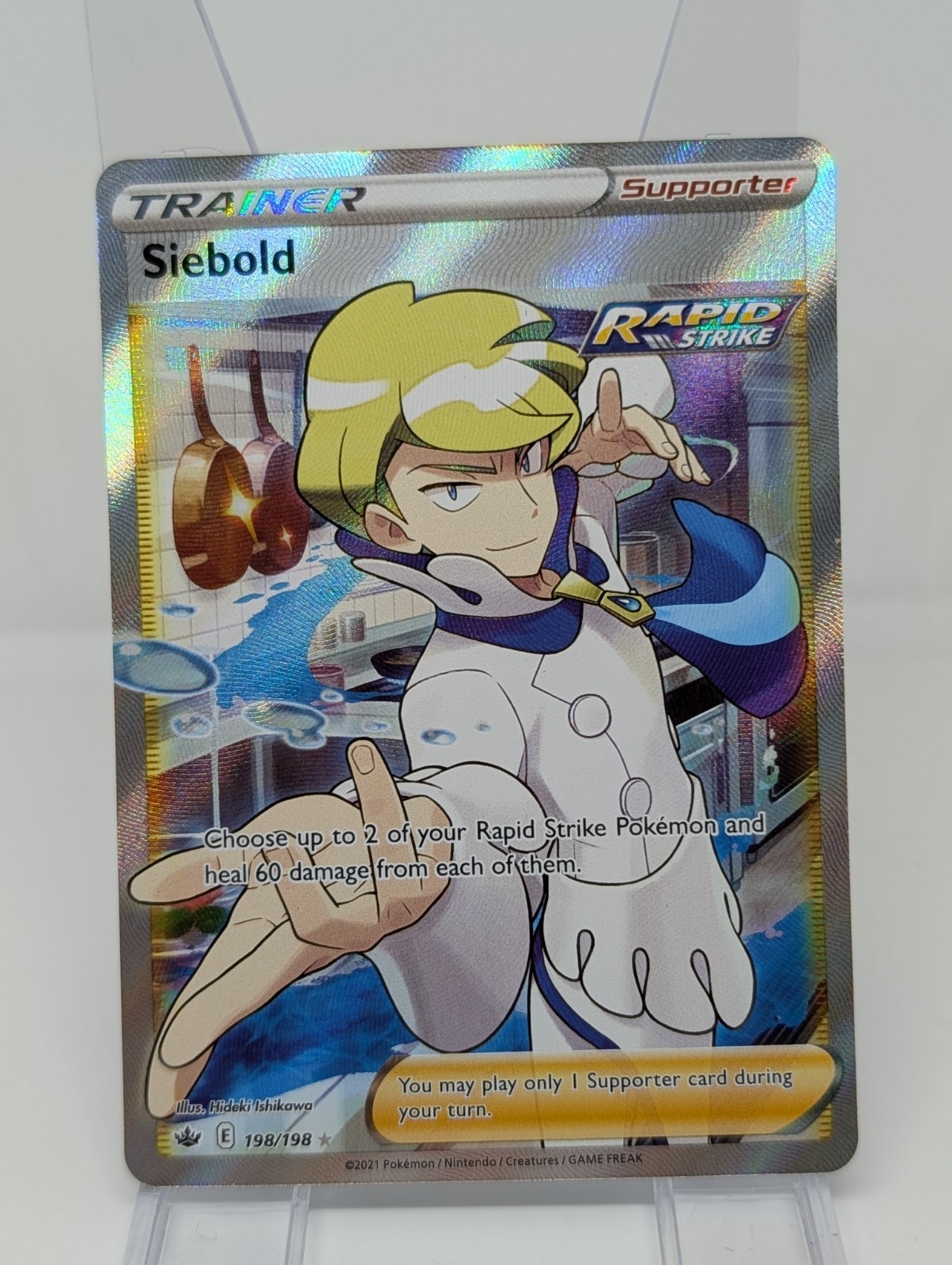 Siebold 198/198 Pokemon TCG Chilling Reign SW&SH Full Art Rare Holo NM