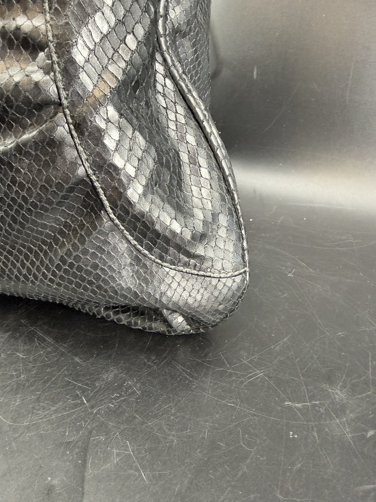 Authentic Burberry Gray Python Leather Hobo Tote … - image 6