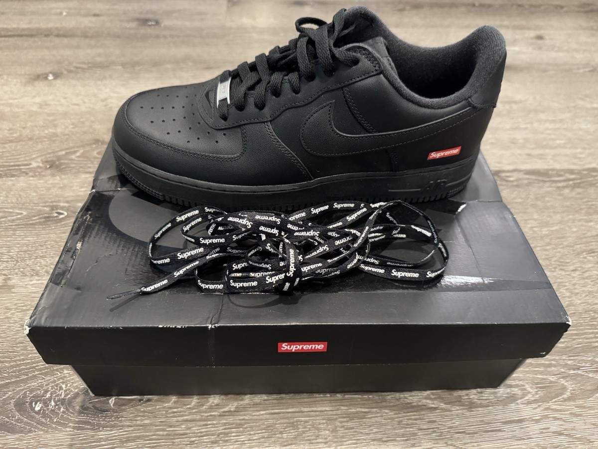 Size 10.5 - Nike Air Force 1 Low x Supreme Box Logo - Black for