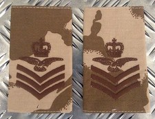 Genuine British Army Desert FLIGHT SERGEANT AIRCREW Rank Slides / Epaulette NEW
