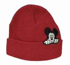 Gap x Disney Kids Mickey Mouse Red Beanie With Cartoon Patch Headwear