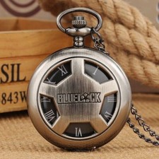 Retro Hollow Out Blue Lock Anime Design Unisex Quartz Pocket Watch Necklace Gift