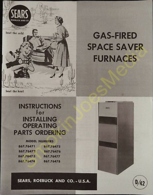 Vintage Sears Roebuck u0026amp; Co USA Gas Fired Space Saver Furnaces  Instructions 1965? | eBay