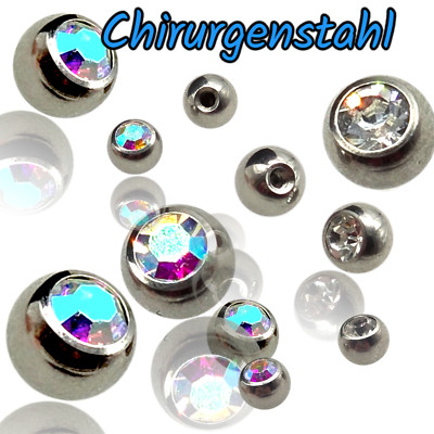 2x ERSATZKUGEL PIERCING Stein 1,2 1,6 ERSATZ BALL STEIN SILBER GOLD SCHRAUBKUGEL