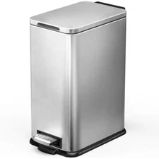 Step-On Kitchen Trash Can Slim 4.4 Gal Stainless Steel Soft Close Lid Indoor