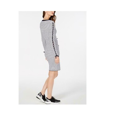 Michael Michael Kors Striped Mock-Neck Dress - Blue S