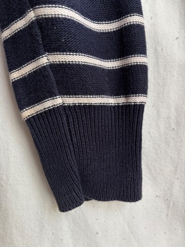 FAT FACE Navy Jumper White Stripes Size 12 100% Cotton Sweater Breton Nautical - Picture 15 of 15