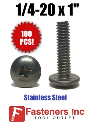 (Qty 100) 1/4-20 x 1'' Machine Screws Phillips Truss Head Stainless Steel
