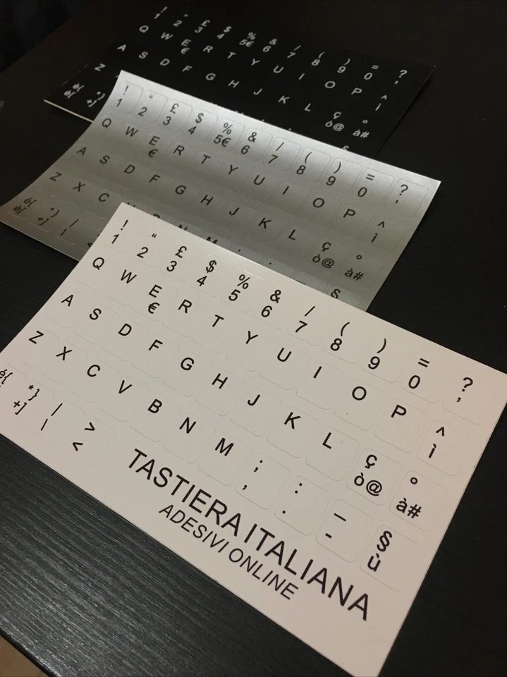 Adesivi Tastiera  Italiana mm. 11x13 x Pc Multicolor (3Kit:nero,white,silver) - Immagine 2 di 2