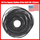 50Pcs Square Rubber Drive Belt Mix 40-135 mm For Cassette Player Recorder Repair