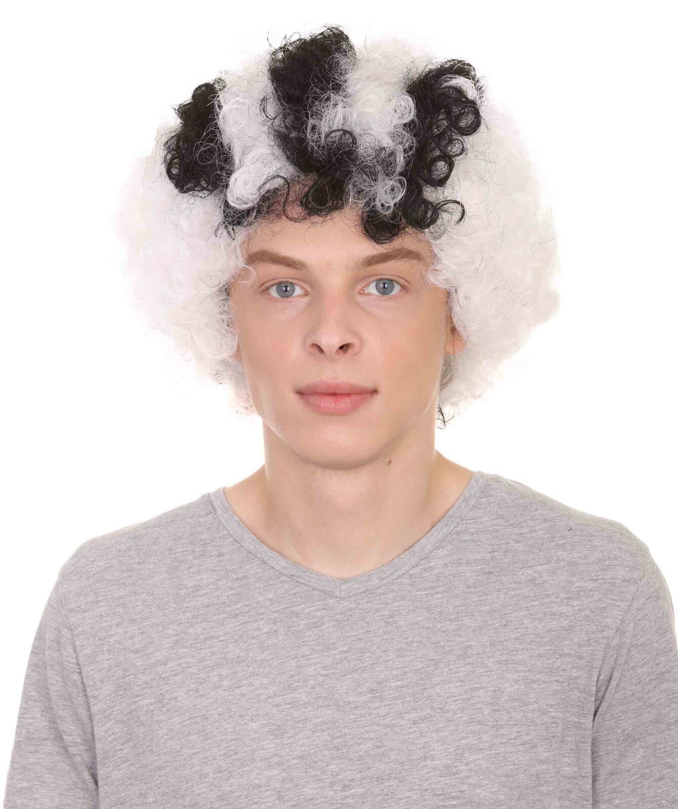 Real Madrid Fútbol Club Peluca Afro Blanco y Negro Halloween Fiesta Disfraz HM-109