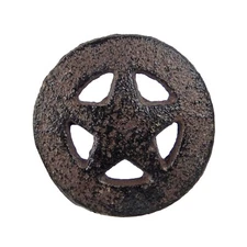 Rustic Cast Iron Star Door Drawer Knob Pull Handle Antique Style 1 3/4 inch